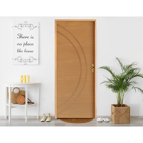 Kit Porta de Madeira 210x82cm Batente 11cm Fechadura Golf Concept 11 Rodam Abertura Direita Marrom/I