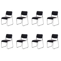 Kit 8 Cadeiras Escritório Fixa Auditório Hotel Interlocutor Cromada Dubai - 1 Kit 8 Cadeiras Escritório Fixa Auditório Hotel Interlocutor Cromada Dubai - 1