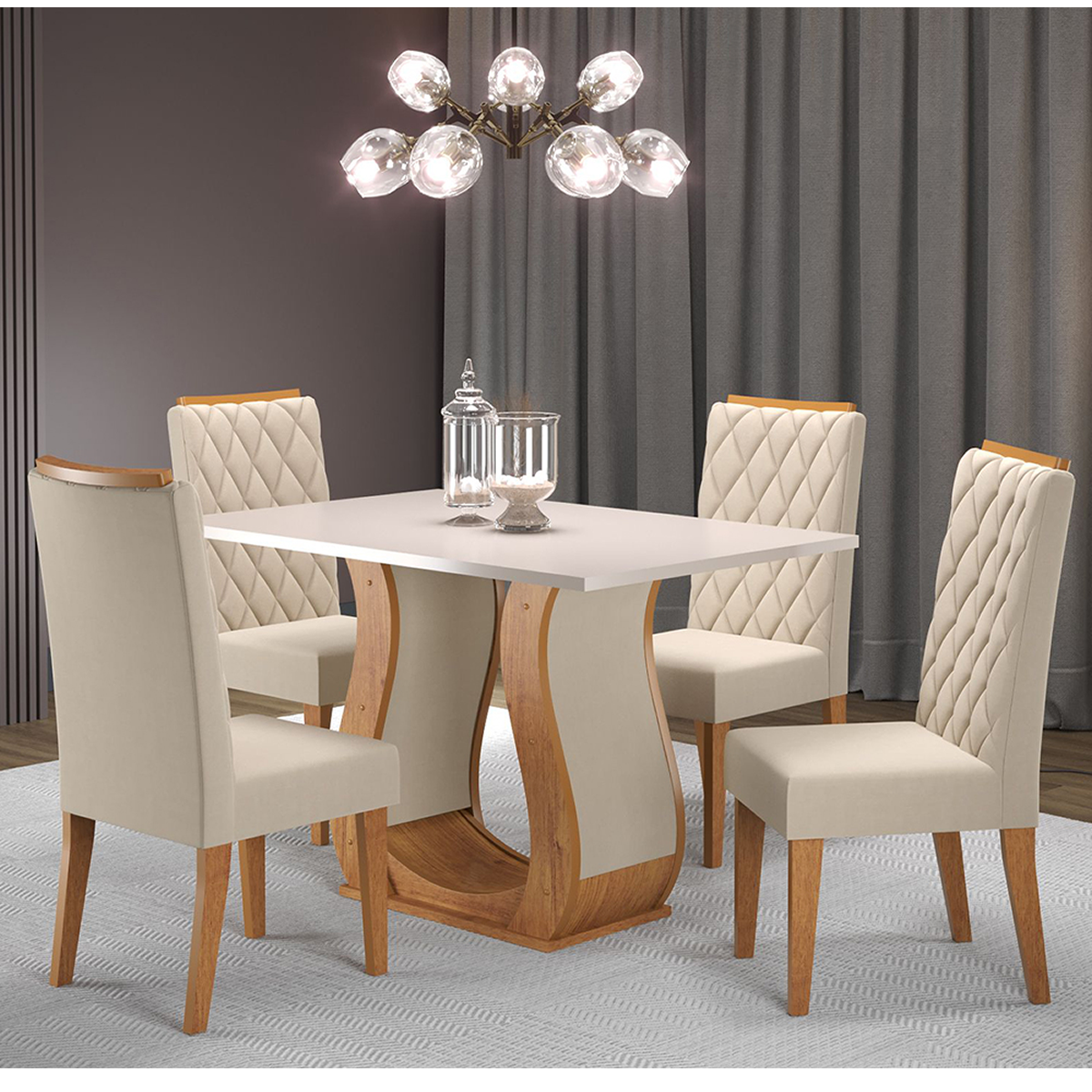 Sala de Jantar Sharom C/4 Cad Iza Mel/blonde/bege