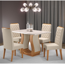 Ver imagem 1 de Mesa de Jantar Retangular Sharom com 4 Cadeiras Iza Mel/blonde/bege - Casa Giulia
