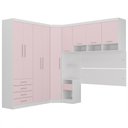 Ver imagem 2 de Quarto Modulado Casal de Canto com Guarda-roupas Maleiro e Cabeceira Alpes Master Luciane Móveis