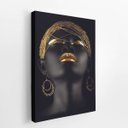 Ver imagem 2 de Mulher Preta com Maquiagem Dourada Quadro Canvas 120x80cm