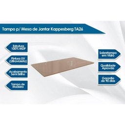 Mesa P/ Cozinha Graviola C/ Tampo Madeirado C/ Vidro 160x90cm Canela/off White/vidro Off White - - 5