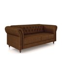Ver imagem 2 de Sofá Living Sala de Estar Stanford Chesterfield 2 Lugares 180cm Pés de Madeira Couro Marrom Manchado