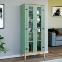 Ver imagem 1 de Cristaleira Sala Jantar 75cm com 2 Portas e 4 Prateleiras Cor:mel Oliva