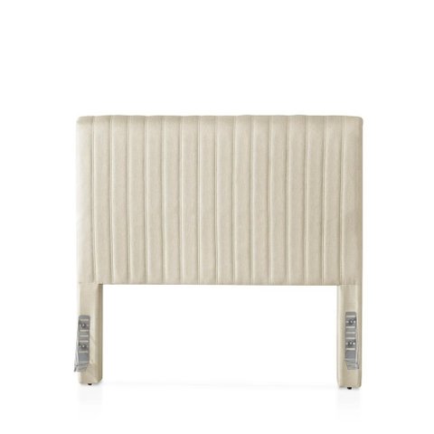 Cabeceira Casal Estofada Elara Canelada 140 cm - Linho Off White
