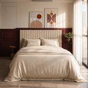 Ver imagem 3 de Cabeceira Casal Estofada Elara Canelada 140 cm - Linho Off White