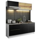 Ver imagem 2 de Cozinha Completa Madesa Lux com Armário e Balcão 5 Portas 2 Gavetas Branco/Preto Cor:Branco/Preto