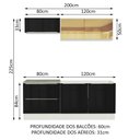 Ver imagem 3 de Cozinha Completa Madesa Lux com Armário e Balcão 5 Portas 2 Gavetas Branco/Preto Cor:Branco/Preto