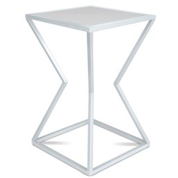 Mesa de Canto Lateral Alta Quadrada para Sala Austria - Branca - 6