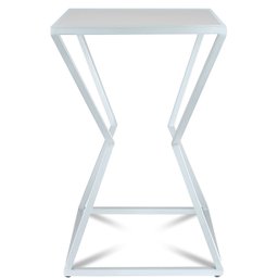 Mesa de Canto Lateral Alta Quadrada para Sala Austria - Branca - 4