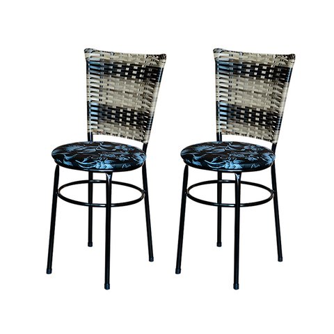 2 Cadeiras para Mesa Preta Hawai Cappuccino Premium Assento Floral:floral Preto