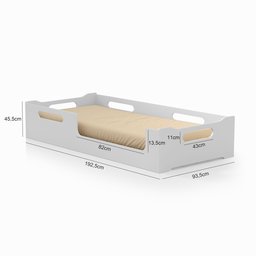 Cama Cecília Solteiro Montessoriana 100%mdf + Colchão Solteiro 188x88 Toraflex - Branca - 2
