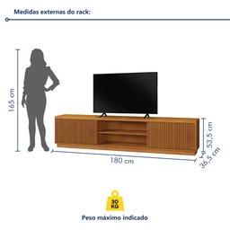 Rack para TV até 75 Polegadas 100% MDF Ripado 2 Portas Logan - 7