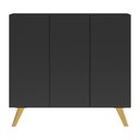 Ver imagem 2 de Gabinete Banheiro 3 Portas Retrô 90Cm Multimóveis V5030 Preto/Natural Preto/Natural