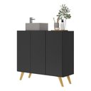 Ver imagem 1 de Gabinete Banheiro 3 Portas Retrô 90Cm Multimóveis V5030 Preto/Natural Preto/Natural