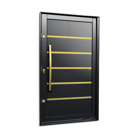 Porta Pivotante Alumínio Lambril Premium c/Pux.e.Elite Preto Gold 240x120 Brimak