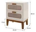 Ver imagem 5 de Mesa de Cabeceira Santorini 45cm Tela Indiana Apoio Auxiliar Off White:off White