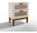 Ver imagem 4 de Mesa de Cabeceira Santorini 45cm Tela Indiana Apoio Auxiliar Off White:off White