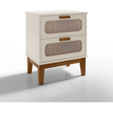 Ver imagem 4 de Mesa de Cabeceira Santorini 45cm Tela Indiana Apoio Auxiliar Off White:off White