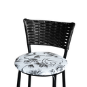 Ver imagem 2 de Jogo 3 Banqueta Baixa Para Cozinha Ratan Preta Estofado Floral  Floral 