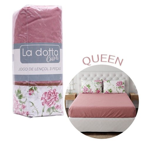 Jogo Lençol Queen 3 Peças 100% Algodão Tulipa La Dotta