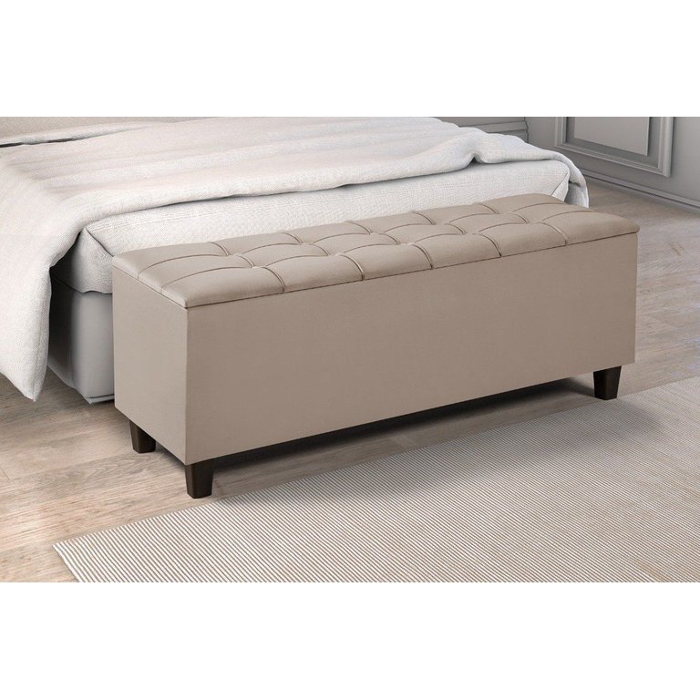 Baú Recamier Bali Cama Solteiro 90cm Quarto Sala - Bege