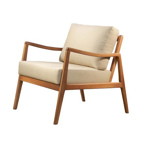 Poltrona Giulia Luxo Madeira Maciça Castellar Móbile Veludo Bege Claro