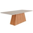 Ver imagem 1 de Mesa Multiuso Cozinha Helena C/ Tampo Madeirado C/ Vidro 210cm Cinamomo/off White - Cimol