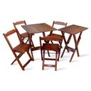 Ver imagem 1 de Jogo de Mesa 60x60 com 4 Cadeiras e Mesa Aparador Area Gourmet Tarimatã - Imbuia - Cor: Marrom