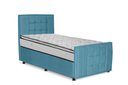 Ver imagem 1 de Cama com Cabeceira Solteiro Estofada Uvaia 90cm Suede:azul Turquesa