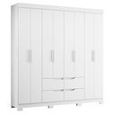 Ver imagem 3 de Guarda Roupa Casal + Cômoda Doble 8 Portas de Bater 8 Gavetas MDP Branco Freijo Albatroz Móveis