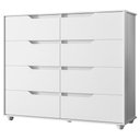 Ver imagem 6 de Guarda Roupa Casal + Cômoda Doble 8 Portas de Bater 8 Gavetas MDP Branco Freijo Albatroz Móveis