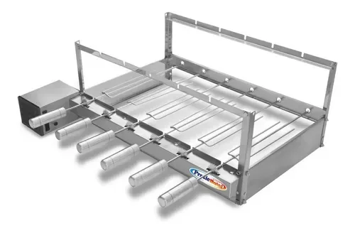 Churrasqueira Giratória Rotativa 6 Espetos Inox Giram Opostos Motor WEG - Lado Esquerdo - 4