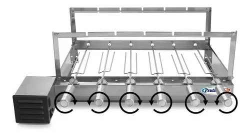 Churrasqueira Giratória Rotativa 6 Espetos Inox Giram Opostos Motor WEG - Lado Esquerdo - 3