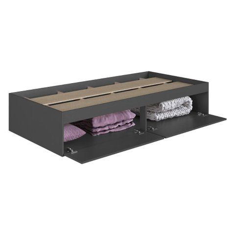 Cama de Solteiro com Baú 2 Portas para Colchão 188x78cm Multimóveis Cr40131 Grafite