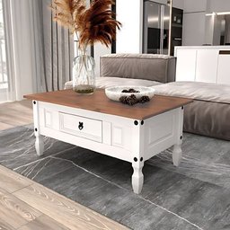 Mesa de Centro Branco Madeira Maciça 1 Gaveta:branco - 4
