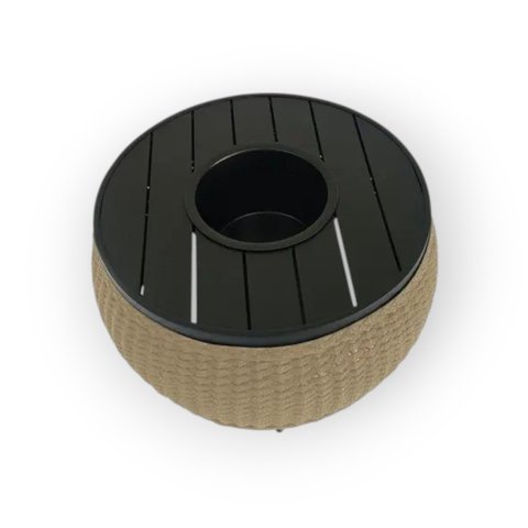 Mesa de Centro Champanheira em Alumínio e Corda Náutica