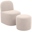 Ver imagem 2 de Kit Poltrona Decorativa Lumiere com Puff Coliseu W01 Suede Bege - Lyam Decor