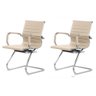 Kit 2 Cadeiras Escritório Interlocutor Stripes Fixa Pu Nude - 1