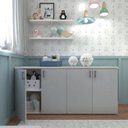 Ver mais imagens de Kit com Cama Solteiro e Armário Baixo Montessoriano Branco/Cinza Cristal
