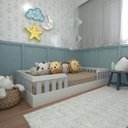 Ver imagem 1 de Kit com Cama Solteiro e Armário Baixo Montessoriano Branco/Cinza Cristal