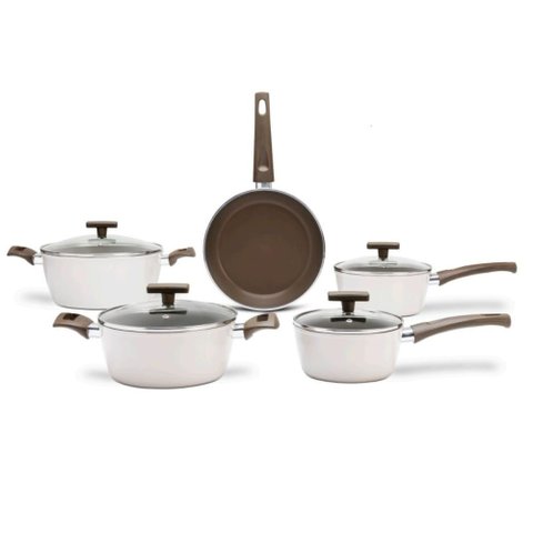 Conjunto Panelas 5 Peças Nata Fundo de Indução Orgânika Brinox 4816/100