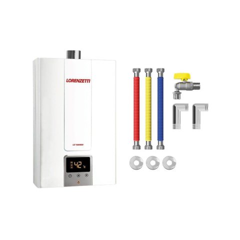 Aquecedor de Água a Gás Lz 1600de Digital Lorenzetti + Kit Instalação