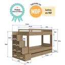 Ver imagem 7 de Cama Beliche Infantil com Escada e Nichos com 2 Gavetões Aveiro Oak- Completa Móveis