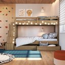 Ver imagem 6 de Beliche Infantil com Escada Nicho e Gavetas Linha Infanto Aveiro Oak BI004 Marrom - Completa Móveis