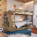 Ver imagem 1 de Beliche Infantil com Escada Nicho e Gavetas Linha Infanto Aveiro Oak Bi004 Completa Móveis