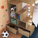 Ver imagem 5 de Beliche Infantil com Escada Nicho e Gavetas Linha Infanto Aveiro Oak BI004 Marrom - Completa Móveis