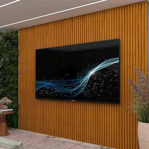 Painel para TV até 85 Polegadas Ripado com LED 100% MDF 250CMX218CM Supremo Marrom