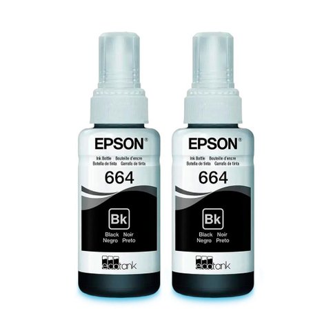 Kit Tinta Epson Original T664 664 2 Pretos L395 L380 L375 L220 L455 - Refil